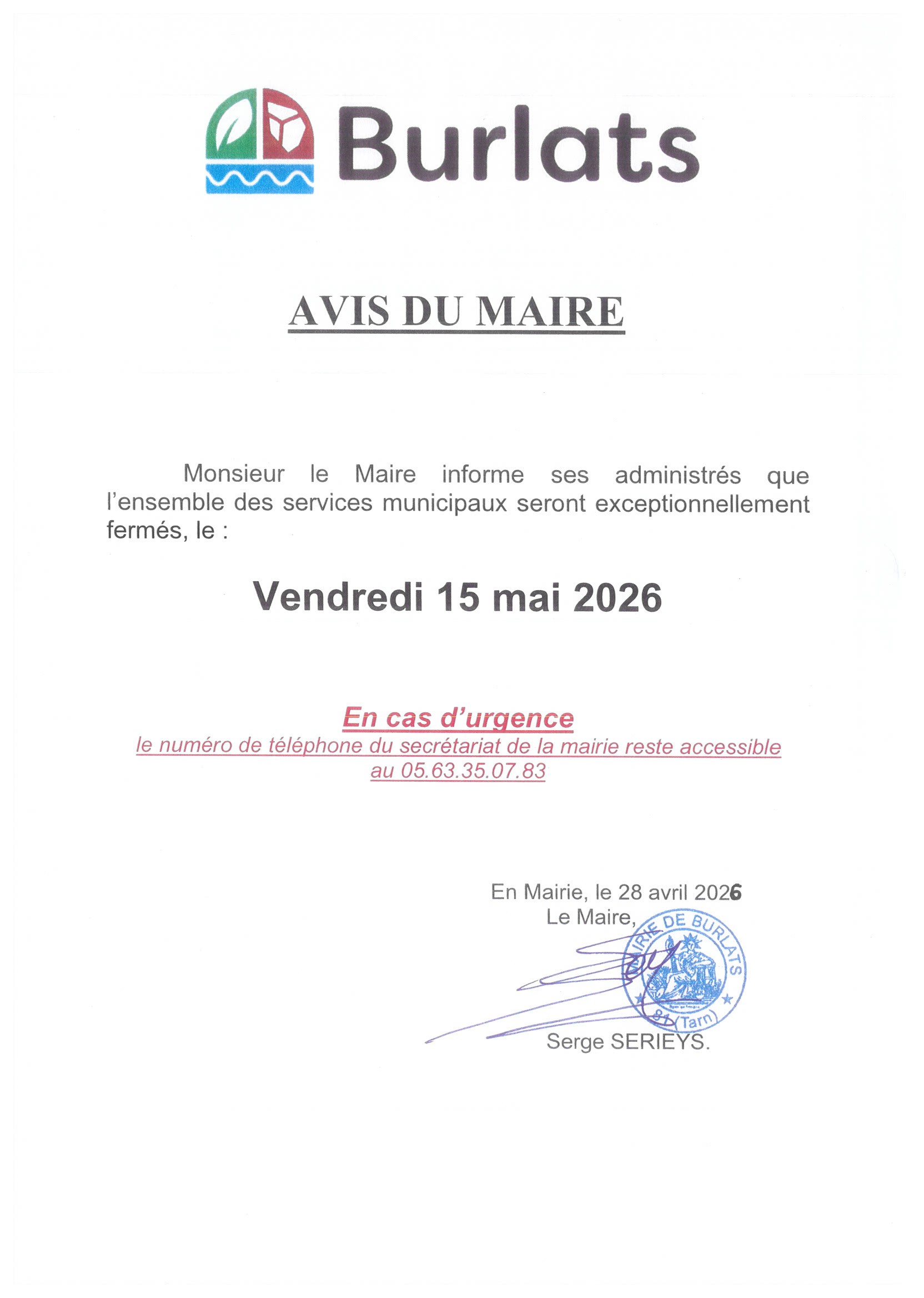 fermeture 15.05.26