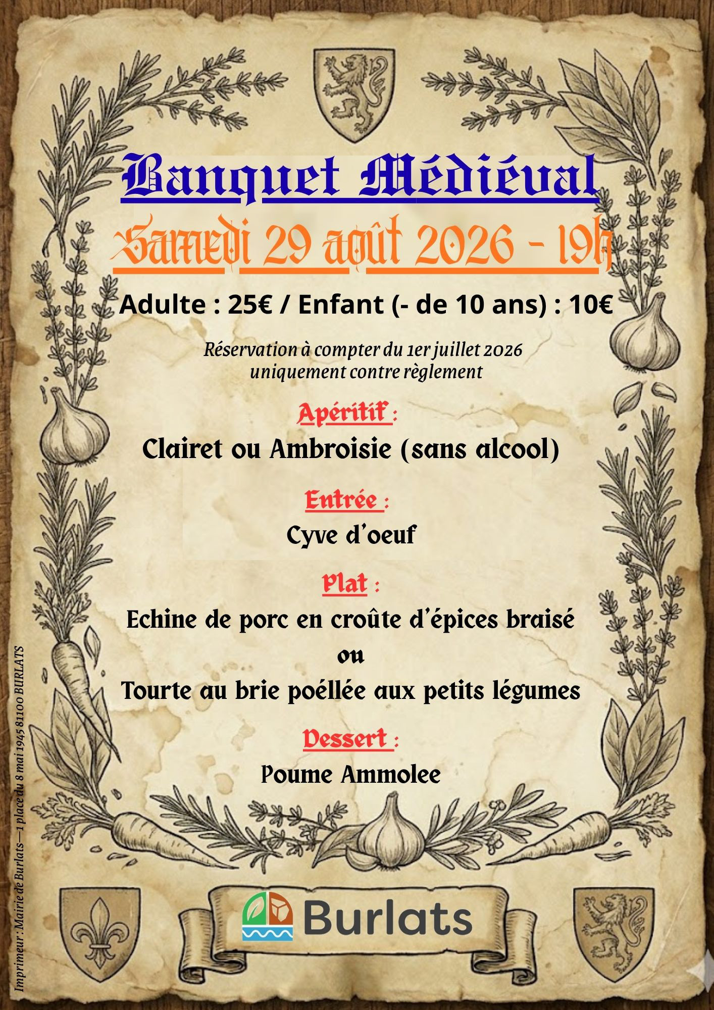menu banquet 2026