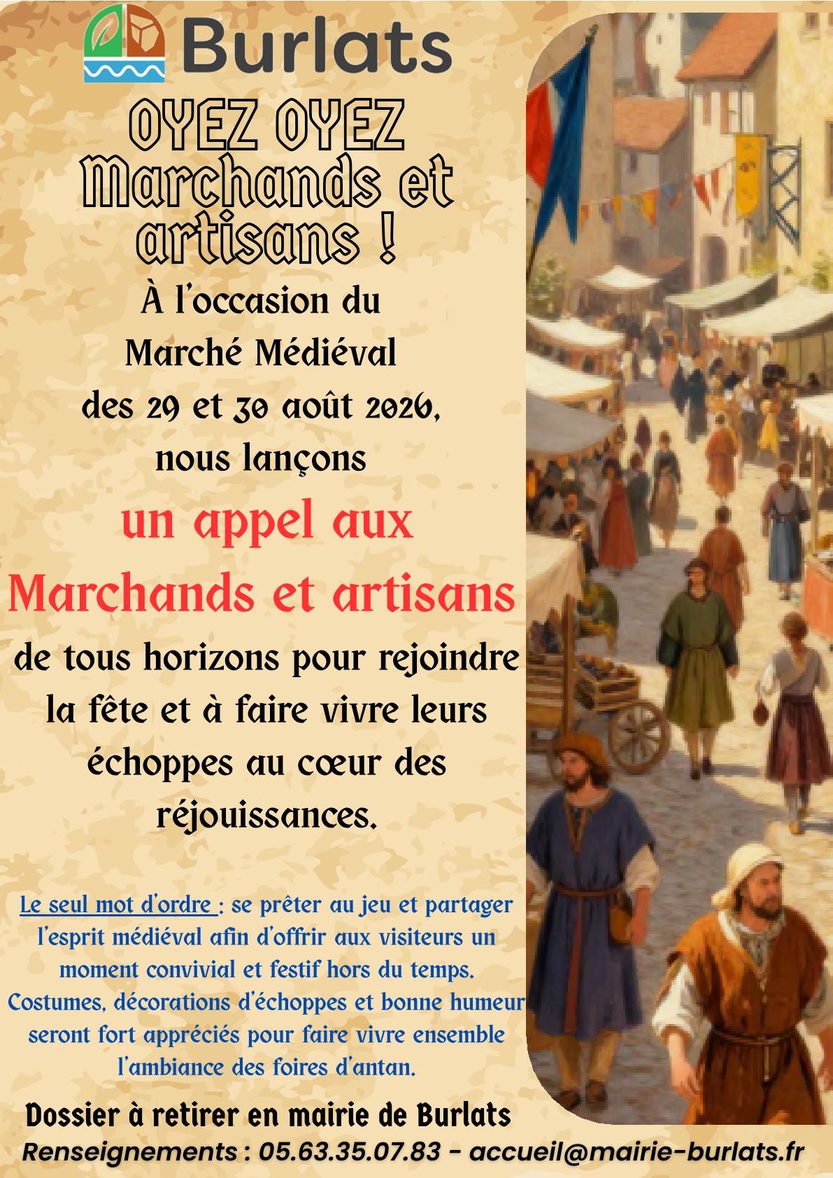 recherche commerçant marché médiéval 2026